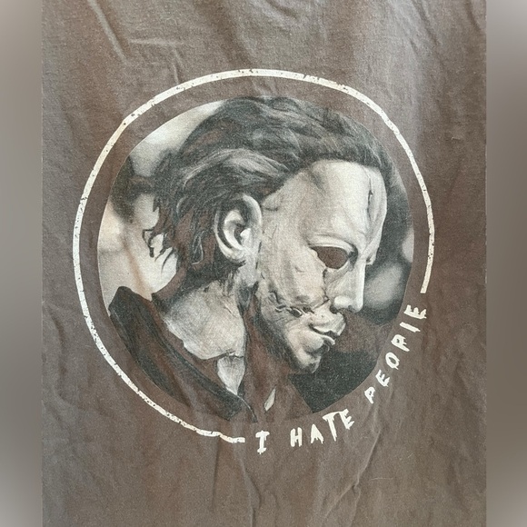 Hanes Halloween Rob Zombie Michael Myers Gray I Hate People Tshirt Sz XL - Picture 2 of 4